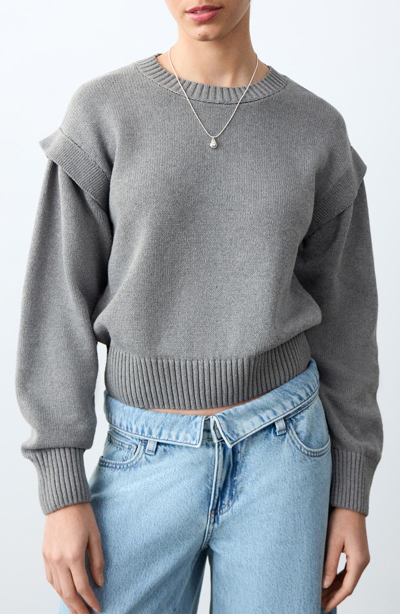 MANGO TEEN Shoulder Detail Cotton Blend Sweater, Main, color,