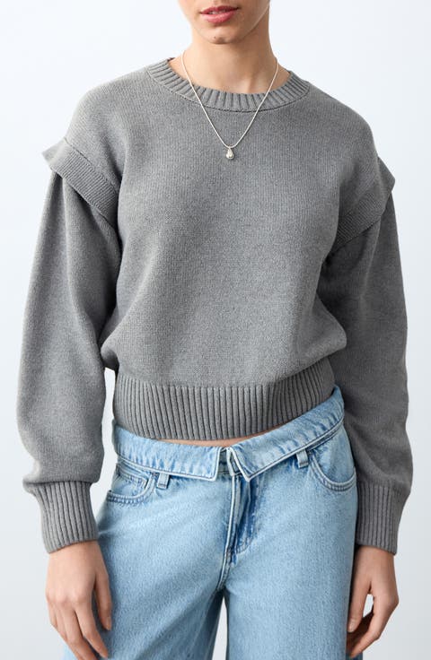 Shoulder Detail Cotton Blend Sweater