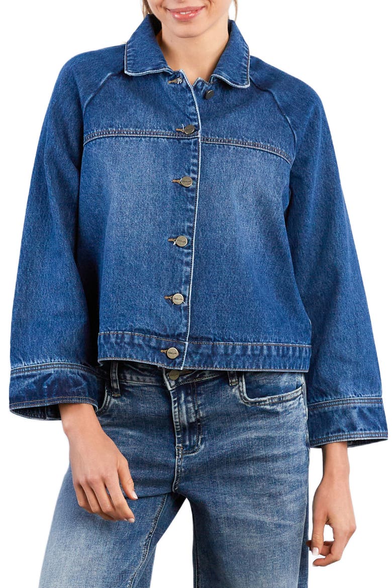 Boxy Denim Jacket, Main, color, BLUE FARM DARK