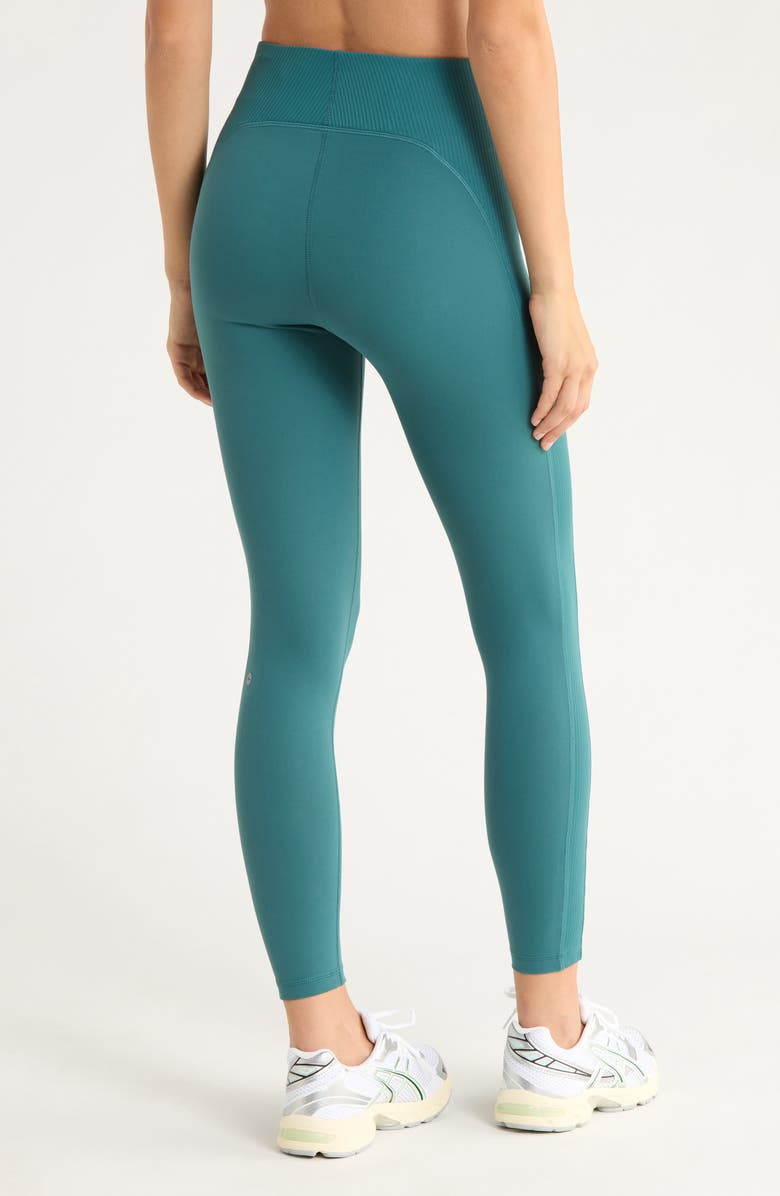 X by Gottex Rib Insert Activewear Leggings, Alternate, color, Pine