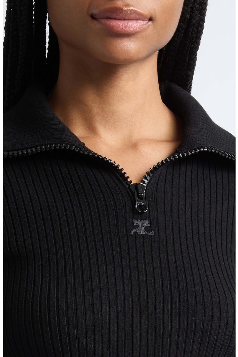 Mock Neck Half Zip Sweater, Alternate, color, BLACK