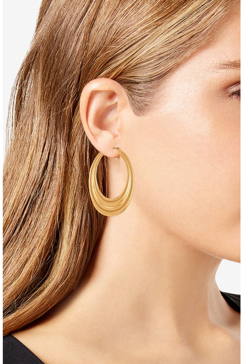 Oval Hoop Earrings, Alternate, color, GOLDTONE