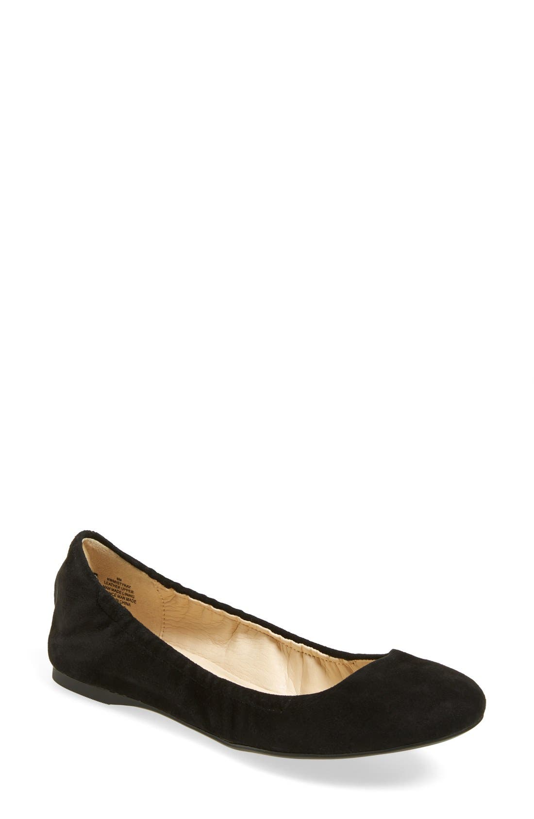 'Mistyray' Ballet Flat, Main, color, BLACK SUEDE