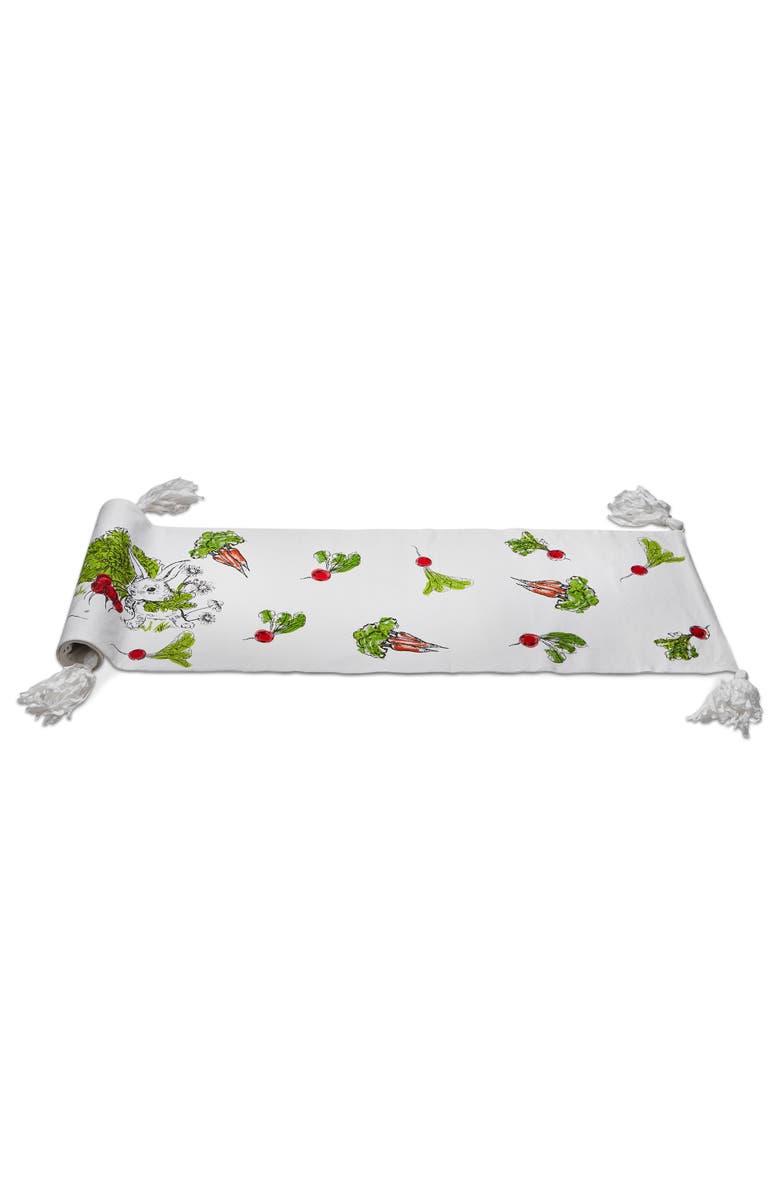 tag Munching Bunny Spring Table Runner Cotton White Multi, Main, color, White