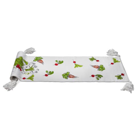 Munching Bunny Spring Table Runner Cotton White Multi