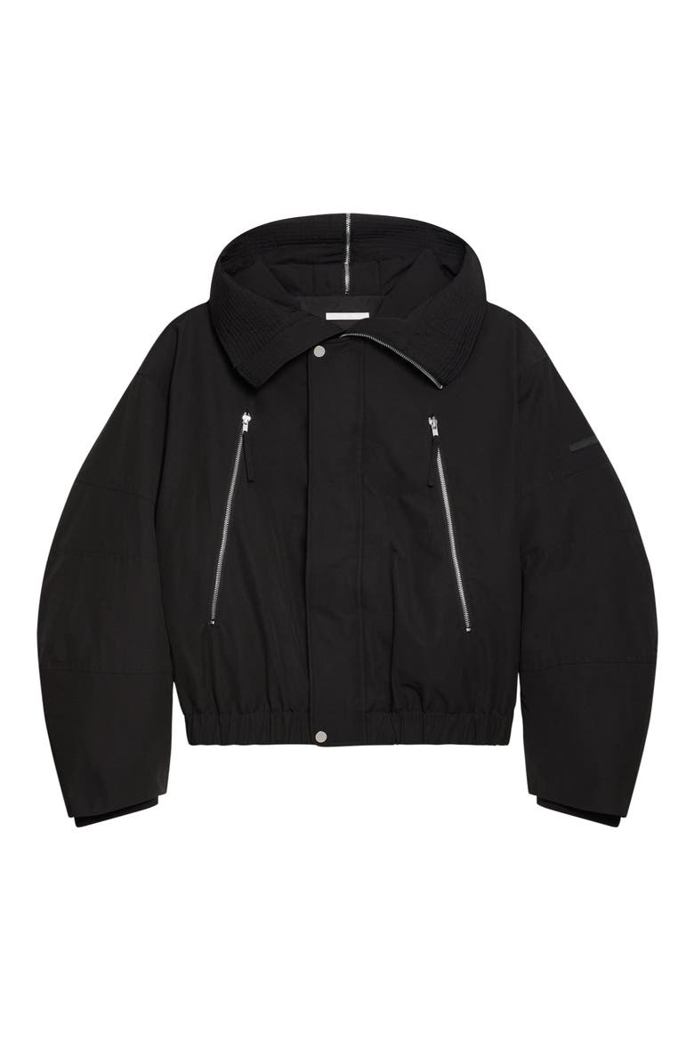 Cotton Blend Bomber Jacket, Alternate, color, BLACK