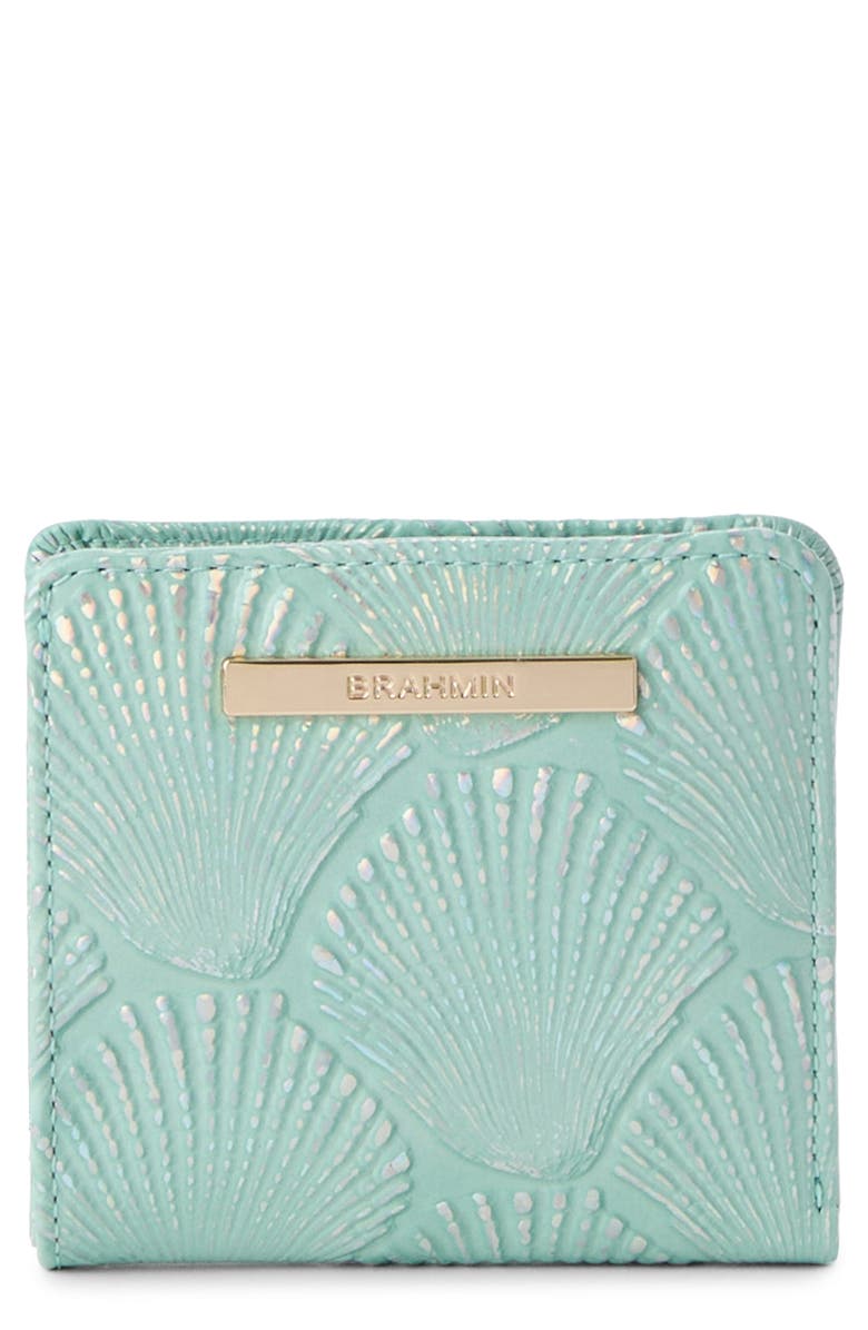 Brahmin Jane Embossed Leather Bifold Wallet, Main, color, Waterfall