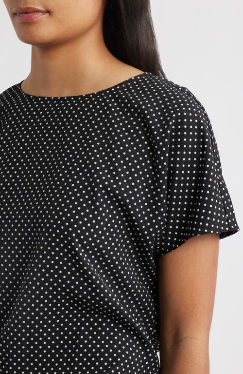 Anne Klein Polka Dot Short Sleeve Top In Black