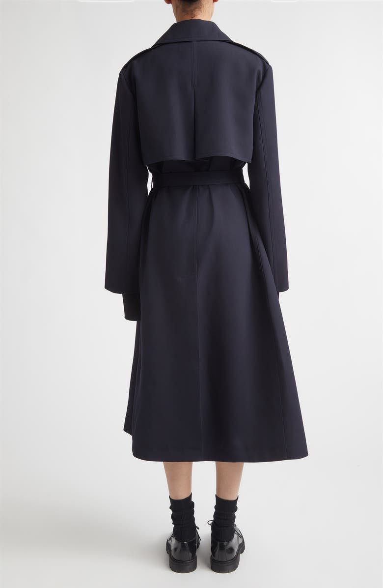 Jil Sander Belted Wool Trench Coat, Alternate, color, Navy
