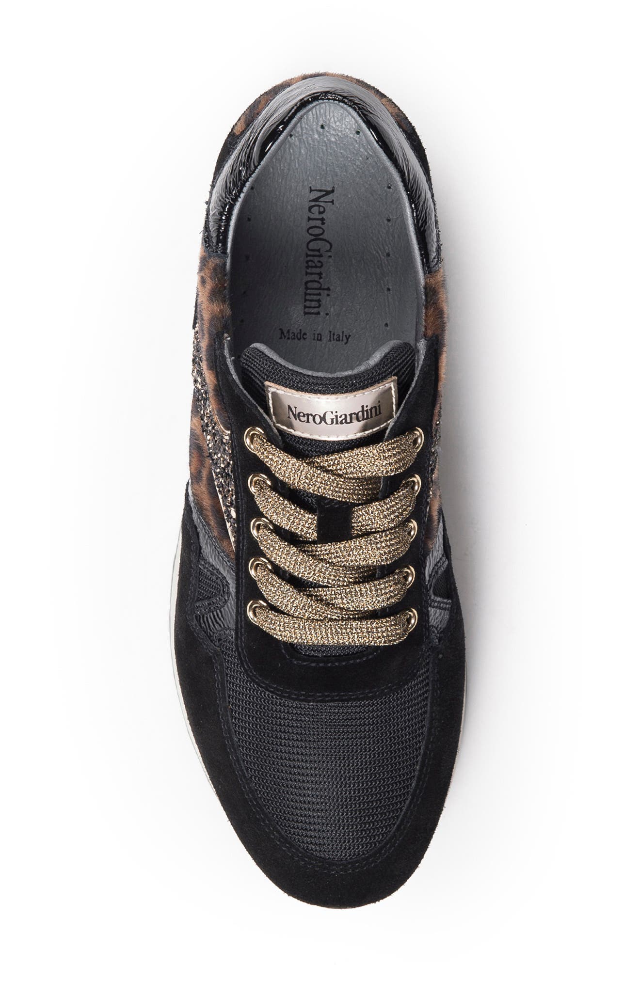 NeroGiardini Leopard Glitter Runner Sneaker, Alternate, color, 