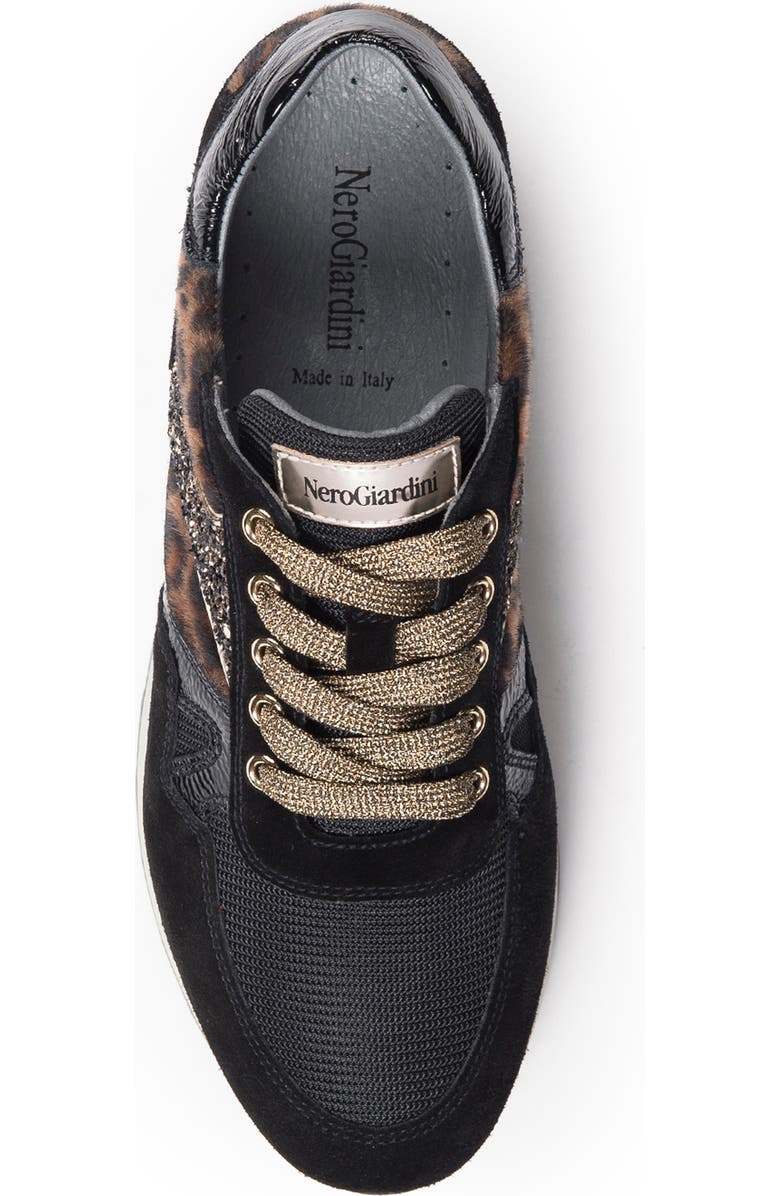 NeroGiardini Leopard Glitter Runner Sneaker, Alternate, color,