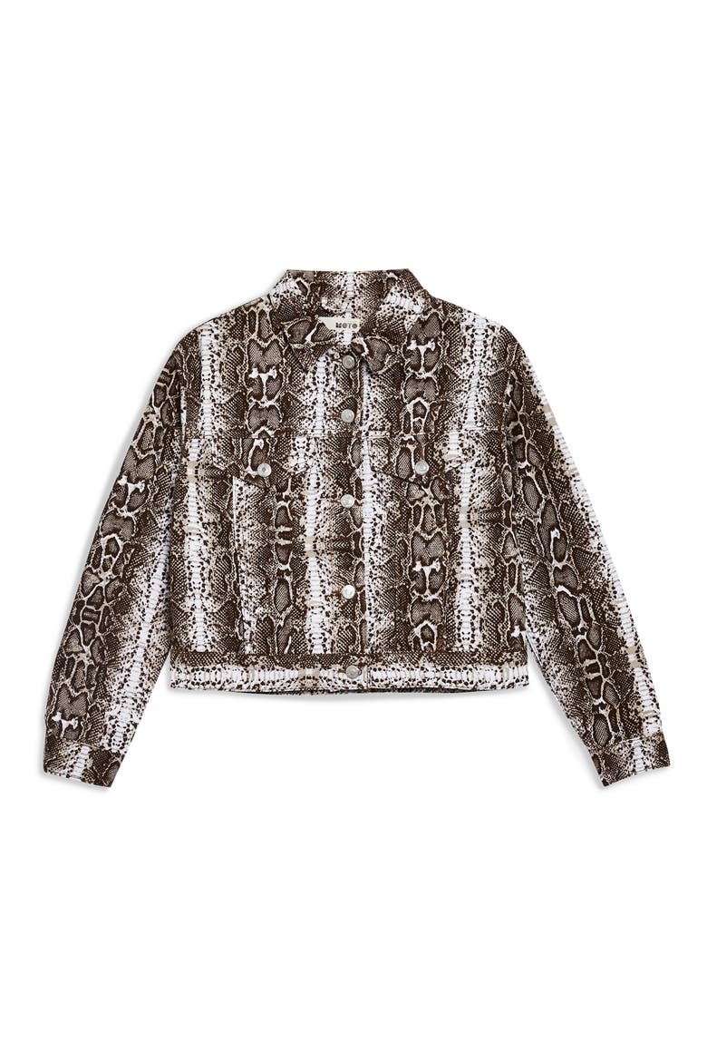 Snakeskin Print Denim Jacket, Alternate, color, WHITE MULTI