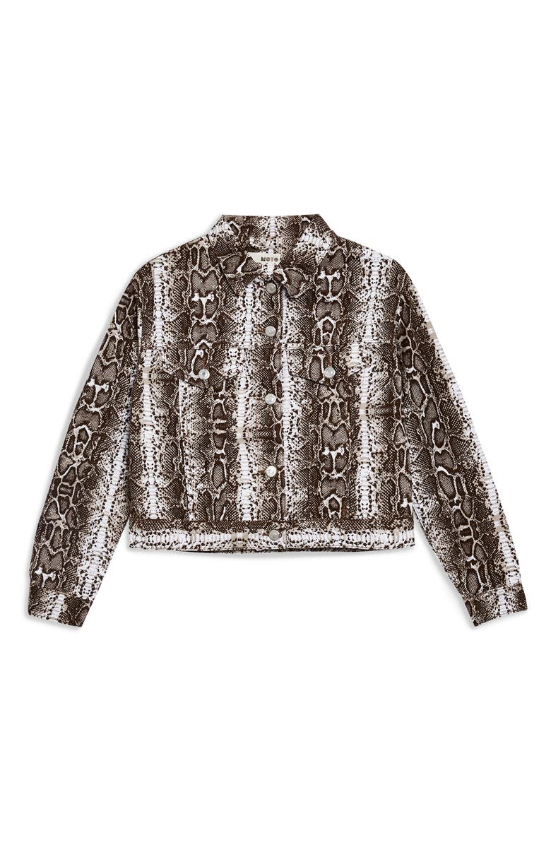 Topshop Snakeskin Print Denim Jacket, Alternate, color, 