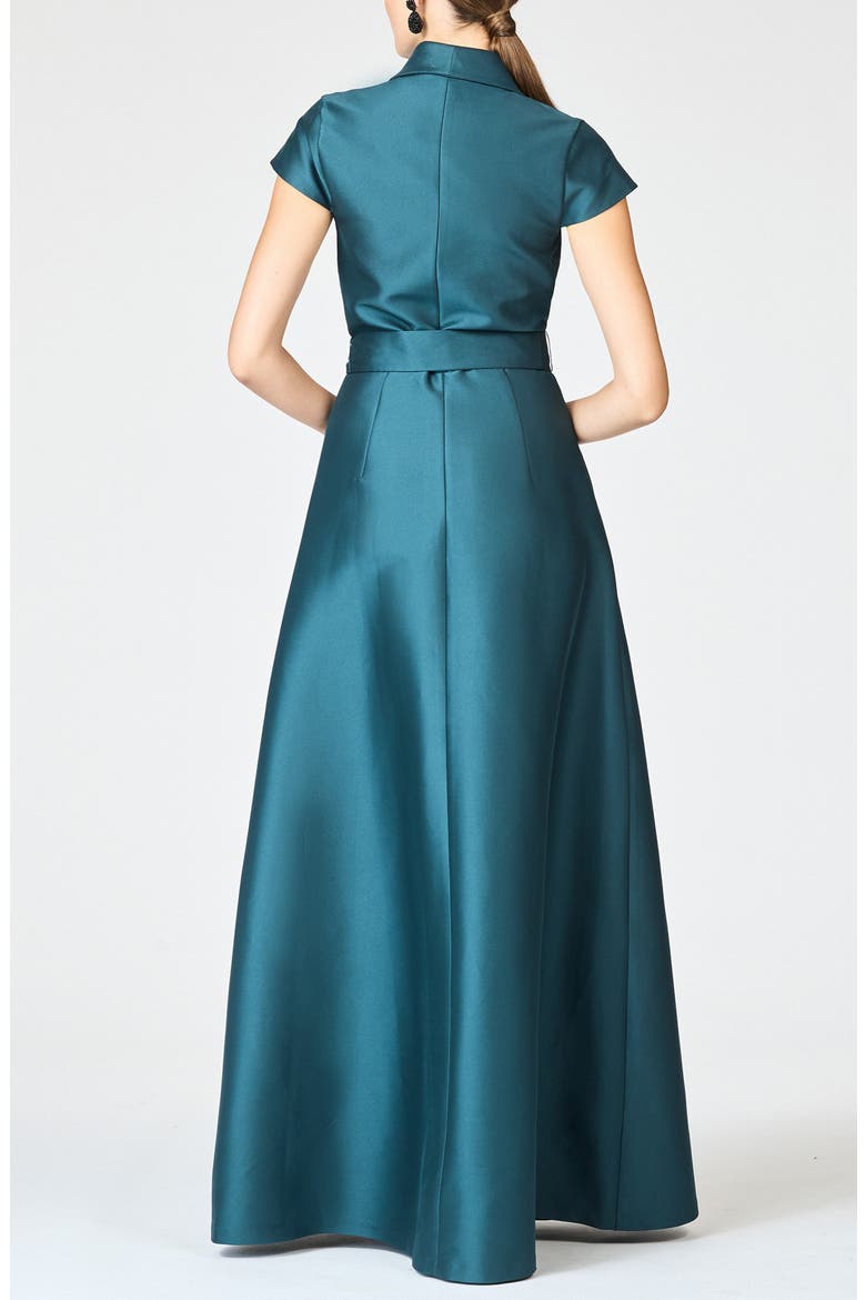 Etienne A-Line Stretch Mikado Gown, Alternate, color, FOREST GREEN