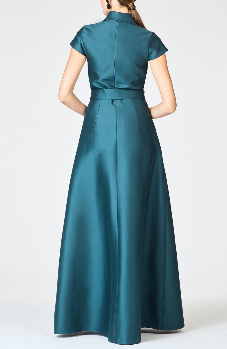 Sachin & Babi Etienne A-Line Satin Gown, Alternate, color, Forest Green
