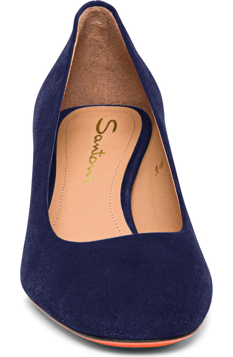 Santoni Women's suede low-heel pump, Alternate, color, Blue