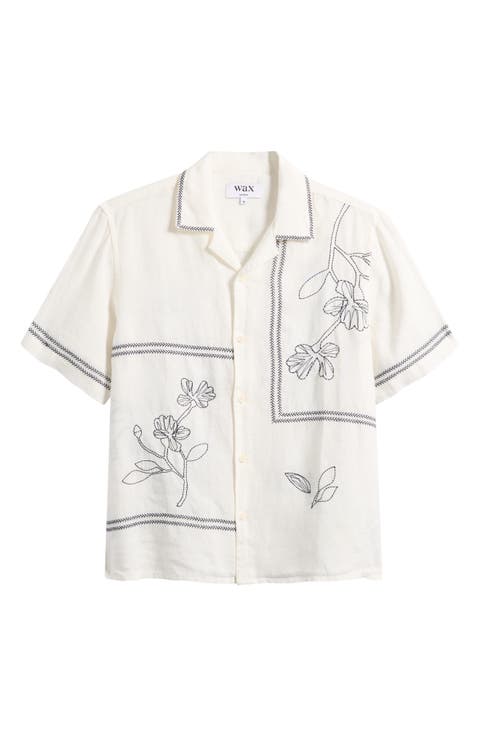 Didcot Grid Flower Linen Camp Shirt