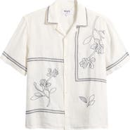 Wax London Didcot Grid Flower Linen Camp Shirt