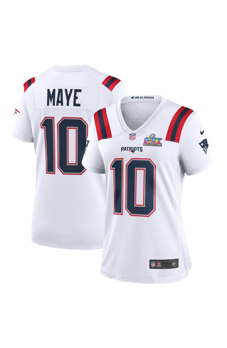 Nike Women's Nike Drake Maye White New England Patriots Super Bowl LX Patch Game Jersey, Main, color, White