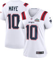 Nike Women's Nike Drake Maye White New England Patriots Super Bowl LX Patch Game Jersey