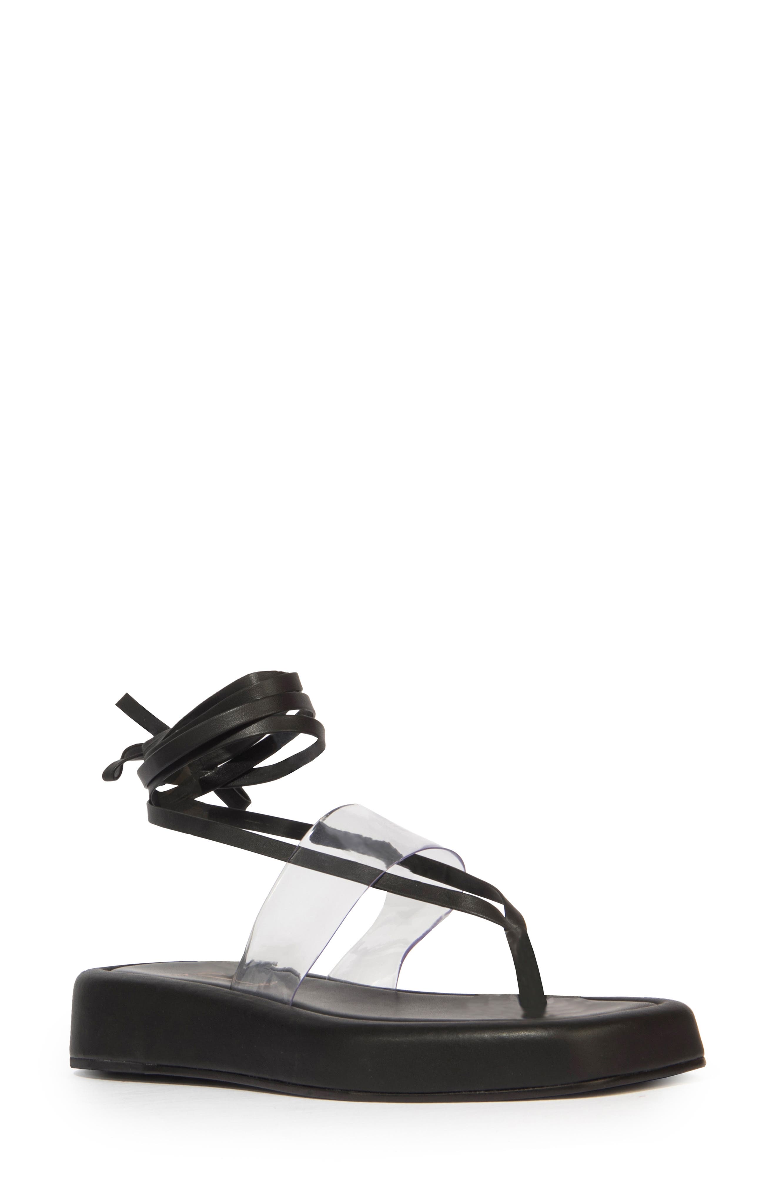 BLACK SUEDE STUDIO Flatform Ankle Strap Sandal, Main, color, 