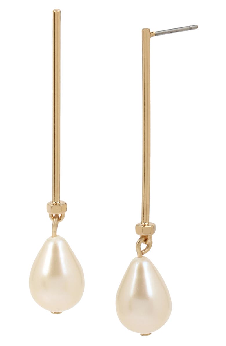 AllSaints Imitation Pearl Linear Drop Earrings, Main, color,