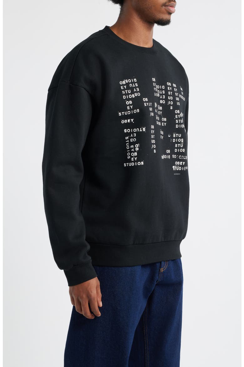 Studios Stamp Heavyweight Crewneck Sweatshirt, Alternate, color, BLACK