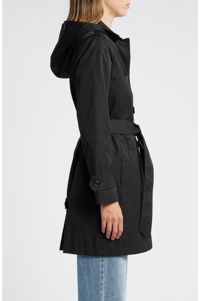 Trench Coat with Removable Hood, Alternate, color, BLACK