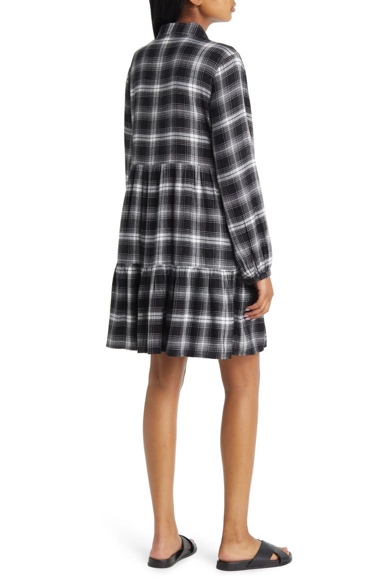 Plaid Long Sleeve Tiered Dress, Alternate, color, WINTER STORM