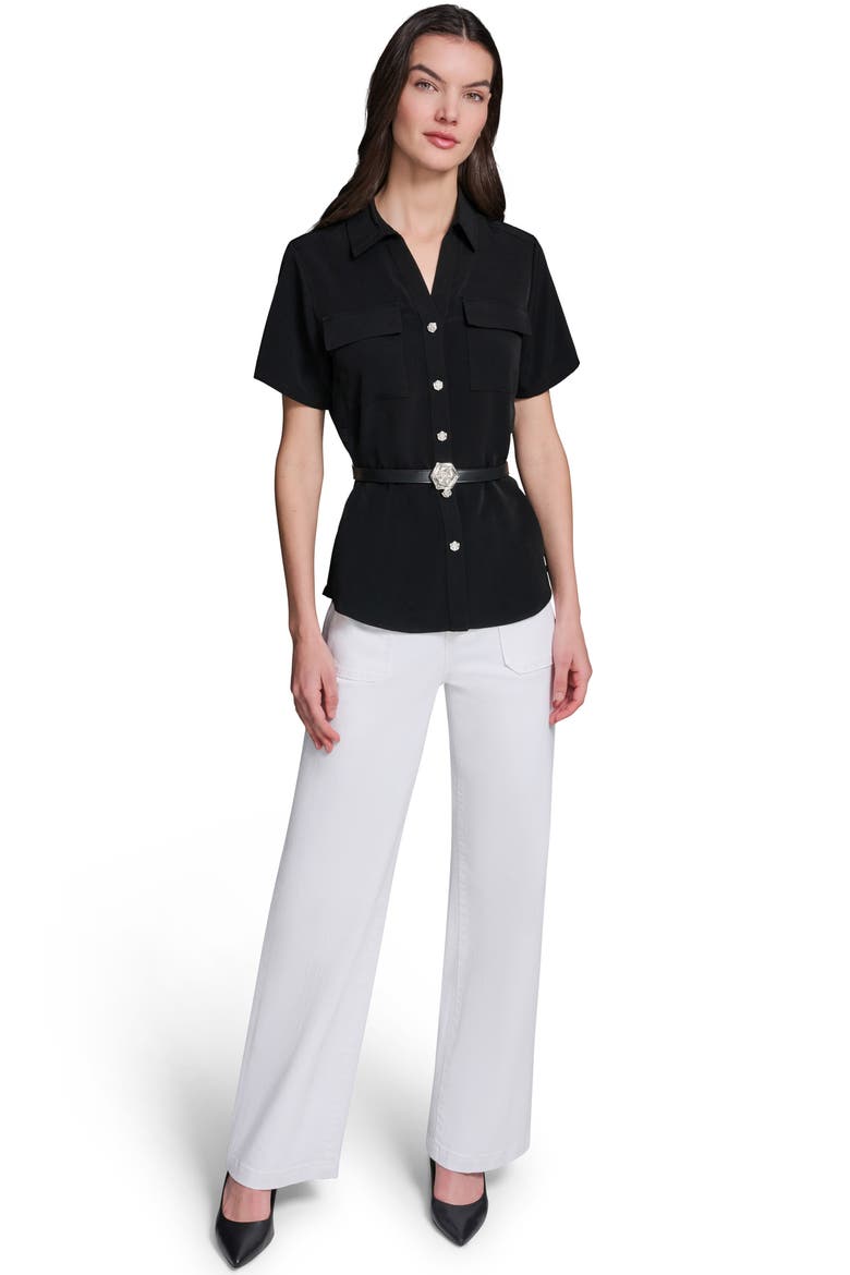 Belted Shirt, Alternate, color, BLACK