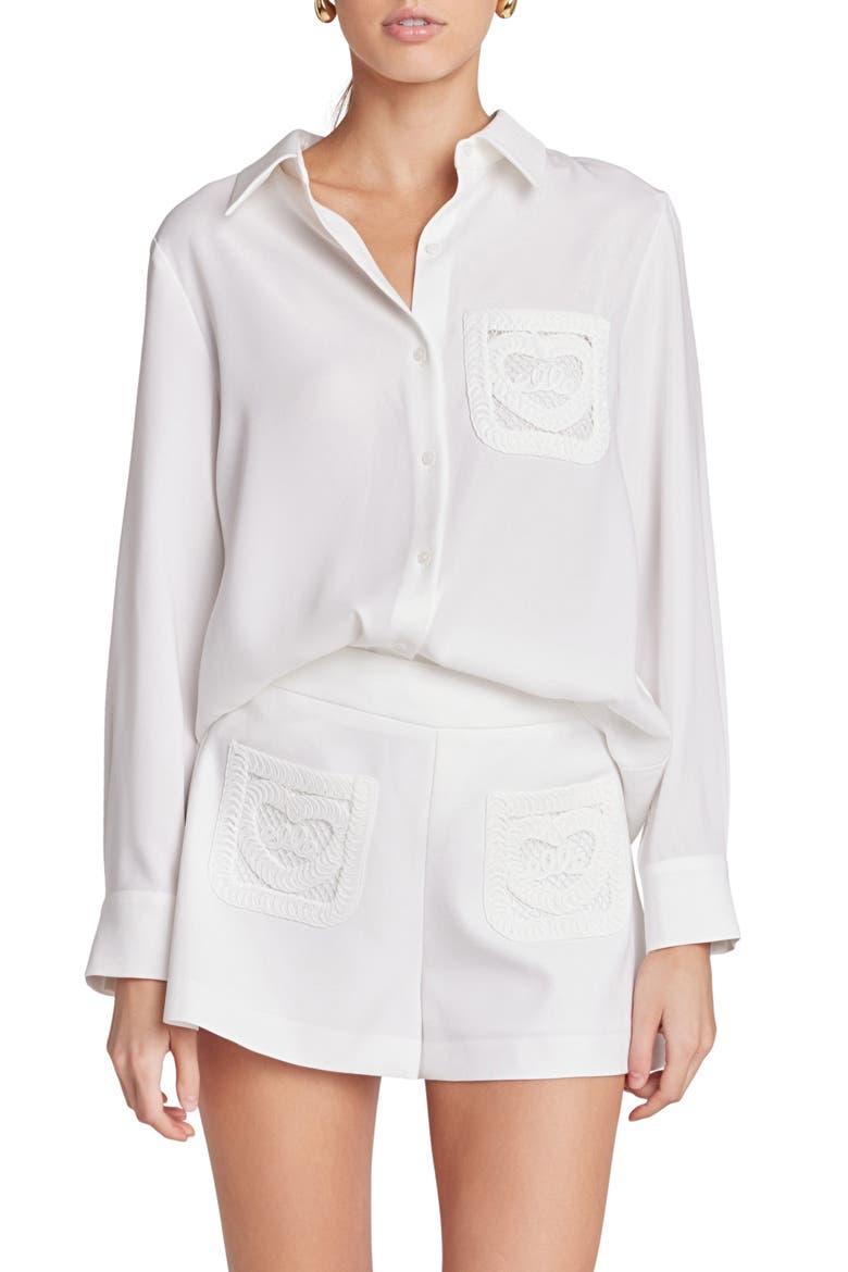 Net Pocket Button-Up Shirt, Main, color, OFF WHITE