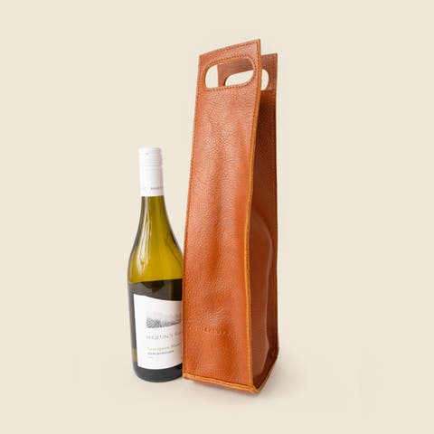Premium Leather Bottle Tote with Handle