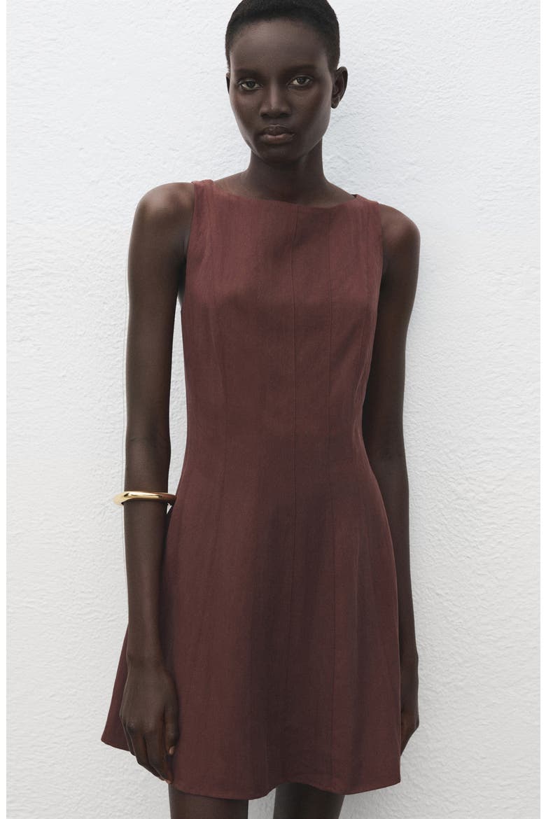 Paneled Minidress, Alternate, color, BROWN