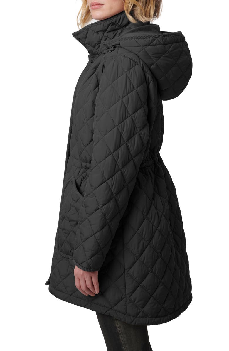 Bernardo Diamond Quilted Hooded Puffer Coat, Alternate, color, Black
