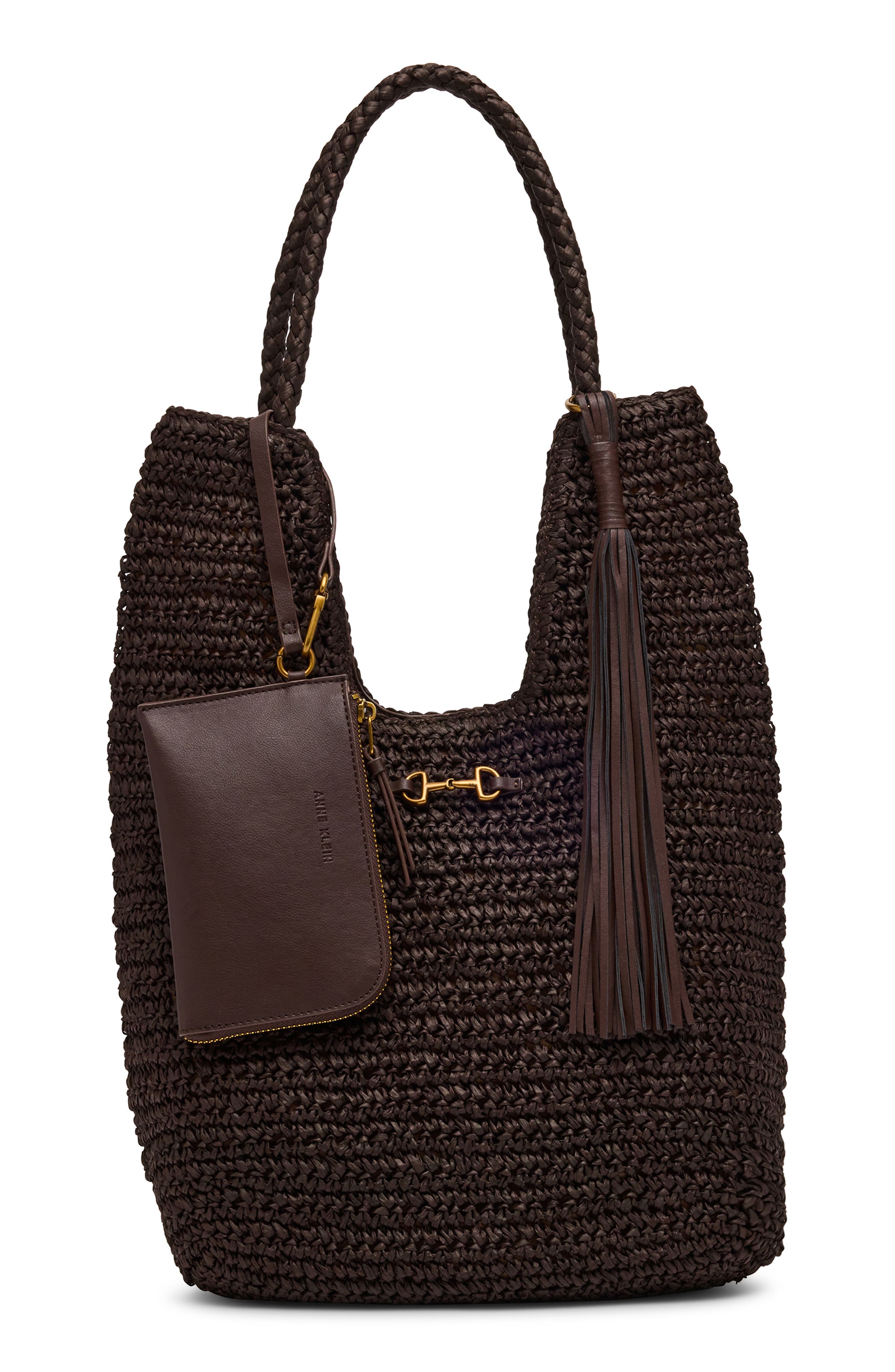 Anne Klein Tapered Woven Tote Bag with Pouch