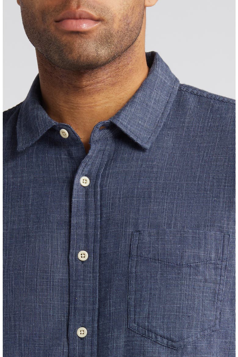 Wyatt Crosshatch Cotton Button-Up Shirt, Alternate, color, NAVY ETCH