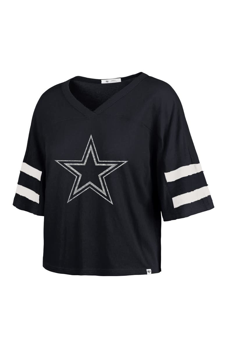 '47 Women's '47 Navy Dallas Cowboys Premier Scout Cropped V-Neck T-Shirt, Alternate, color, Navy