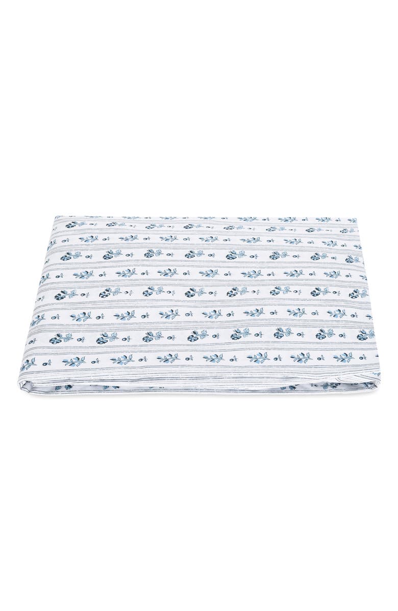 Matouk Cabanon Stripe Fitted Sheet, Main, color, Blue