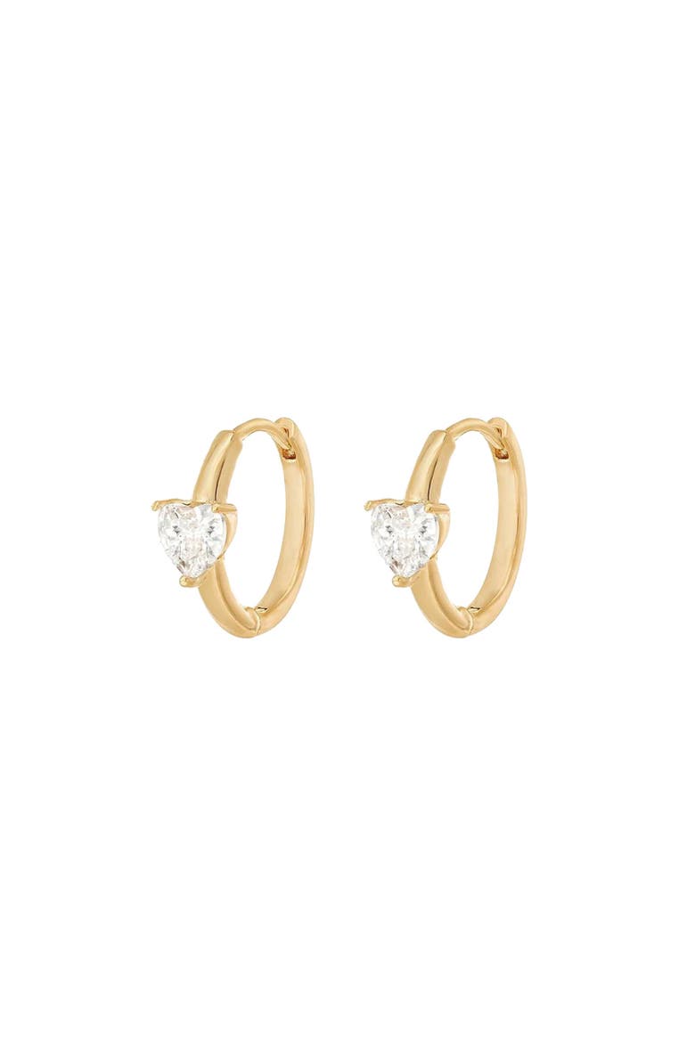 Sterling Silver 18k Gold Plated Annette Huggies Crystal Dainty, Main, color, Gold
