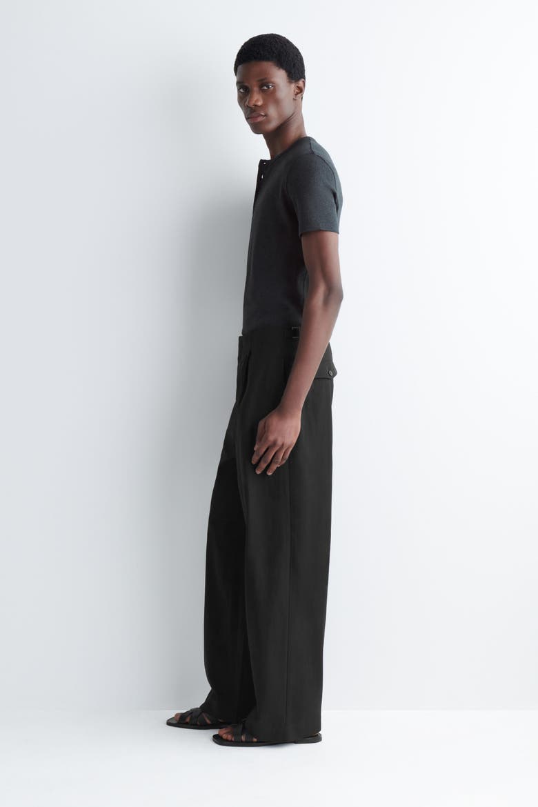 Pocket-detail Relaxed-fit Wide-leg Pants, Alternate, color, BLACK