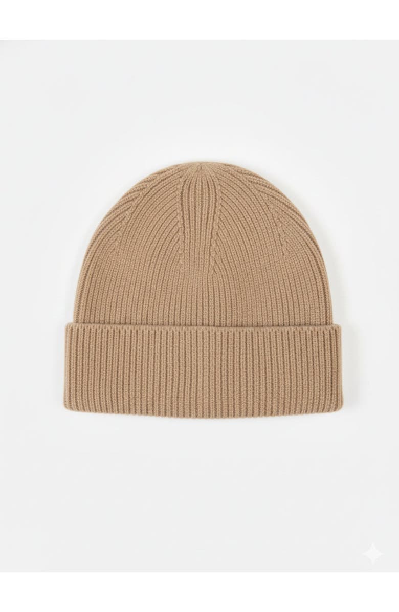 Gobi Cashmere Ribbed Chunky Beanie, Main, color, Taupe