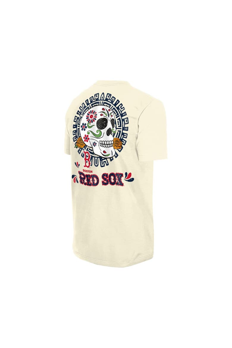 Men's New Era Natural Boston Red Sox Dia de los Muertos Sugar Skull T-Shirt, Alternate, color, Natural