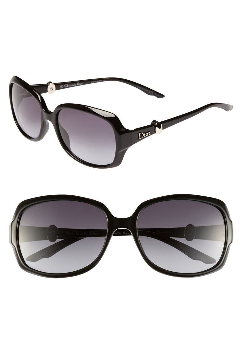 'Mystery 2' 56mm Sunglasses, Main, color, SHINY BLACK