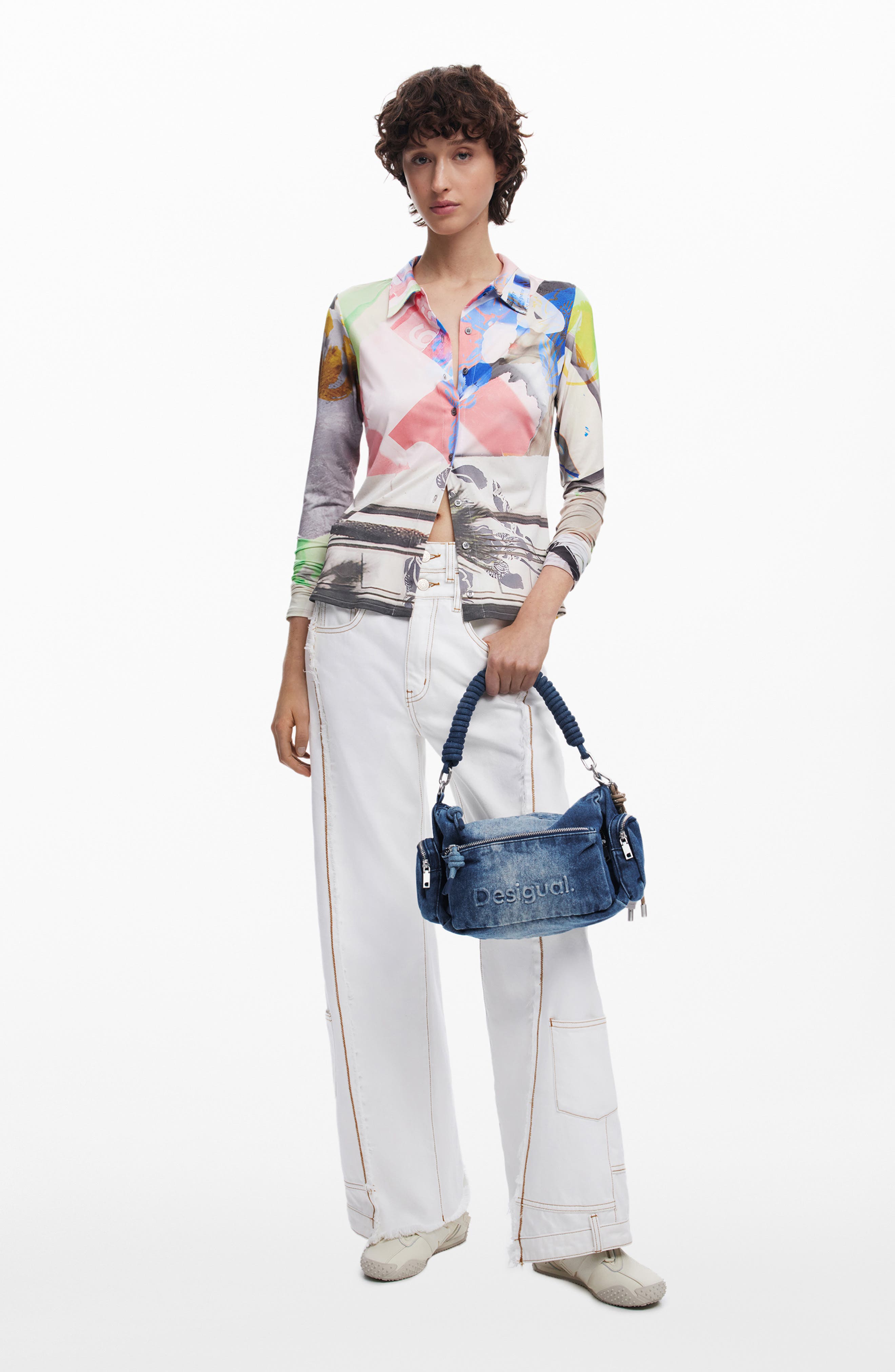 Desigual Denim Hobo Bag, Alternate, color, 