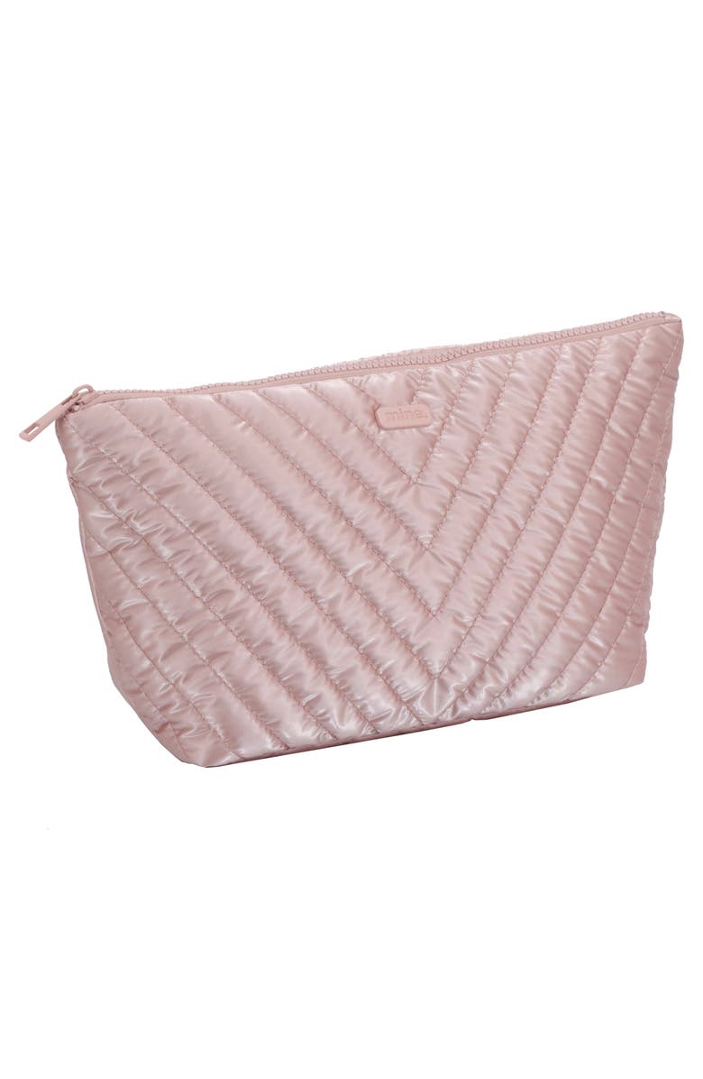 MYTAGALONGS Vanity Quilted Cosmetic Bag, Alternate, color, Metallic Blush