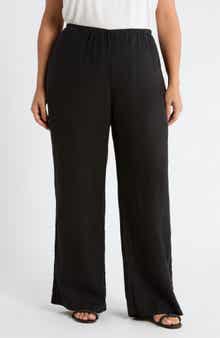 Pull-On Wide Leg Linen Pants