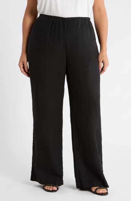 Pull-On Wide Leg Linen Pants