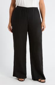 Caslon® Pull-On Wide Leg Linen Pants