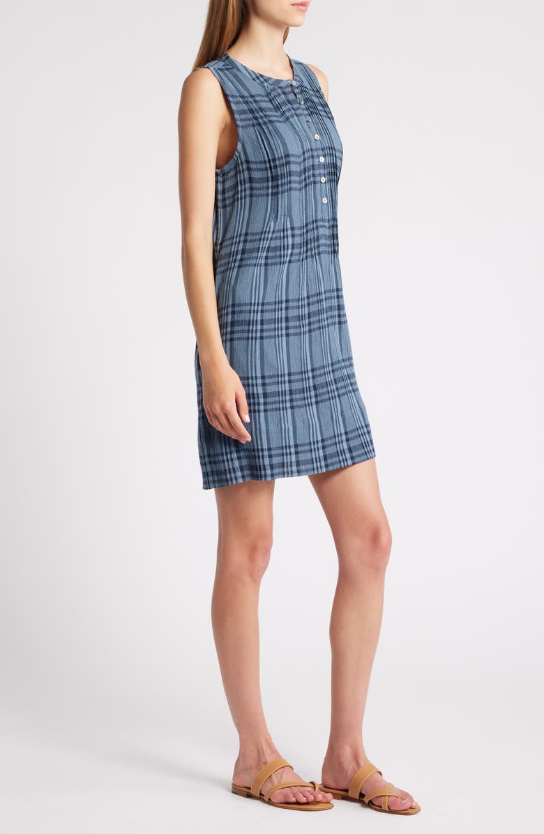 Isha Plaid Pintuck Organic Cotton Minidress