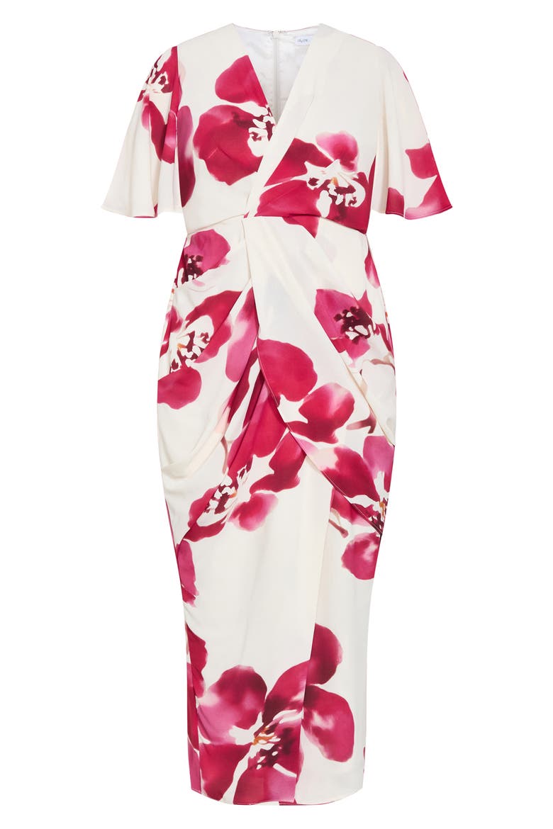 Braelynn Floral Flutter Sleeve Maxi Dress, Alternate, color, CREAM FLEUR